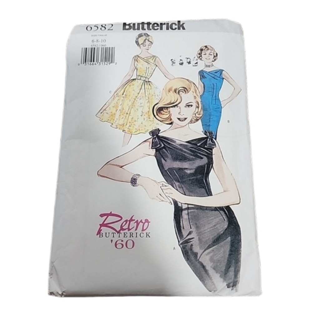 Butterick Retro '60s Dress Pattern 6582 Size 6-8-10